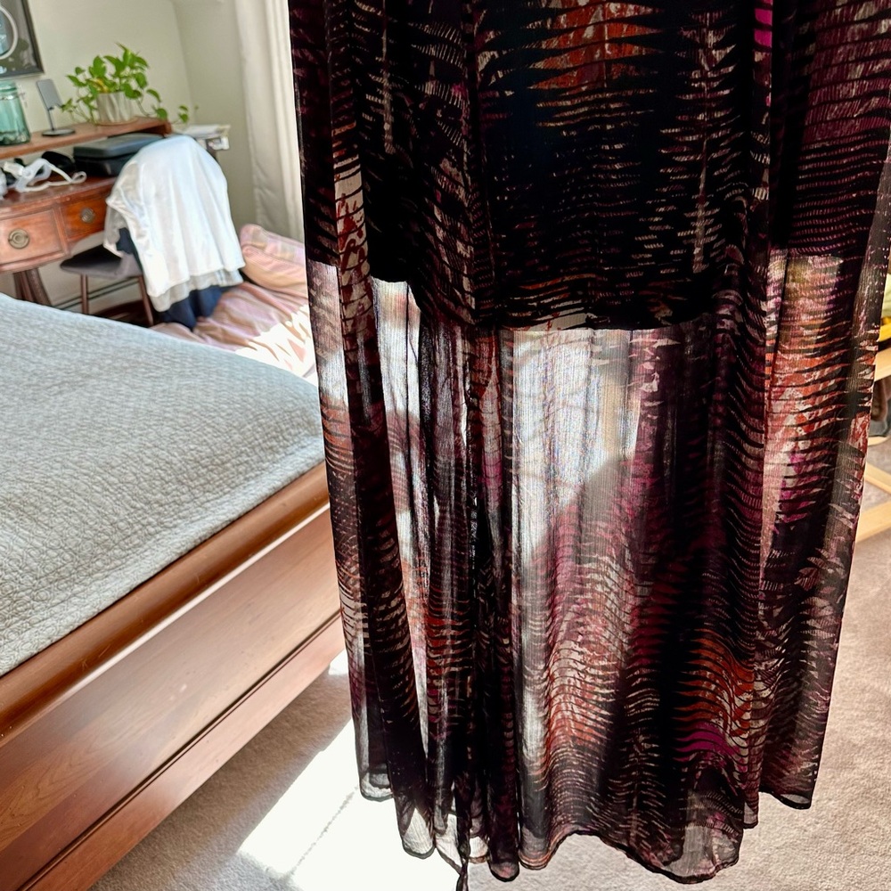 Abercrombie & Fitch Sheer Print Maxi Skirt Gypsy Boho Size L - Picture 5 of 8